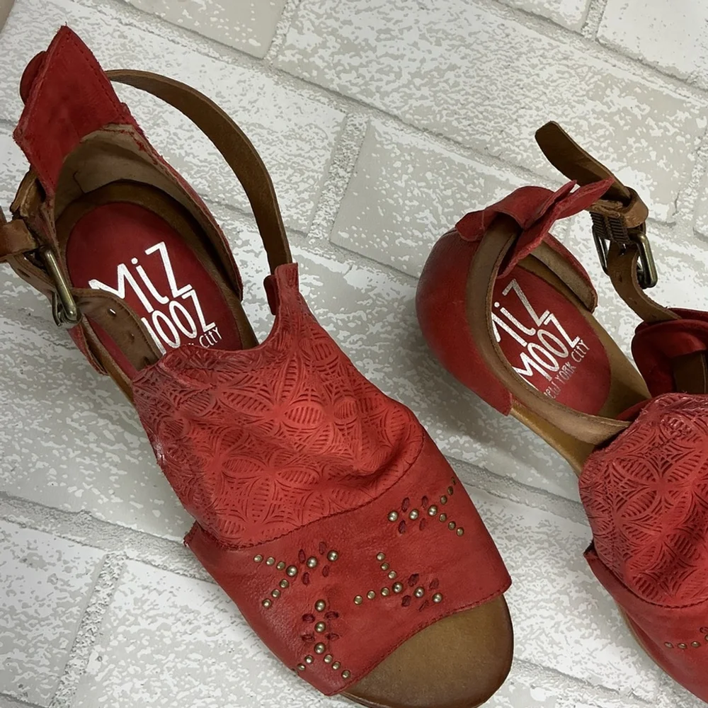 Miz Mooz Red and Tan Sandals